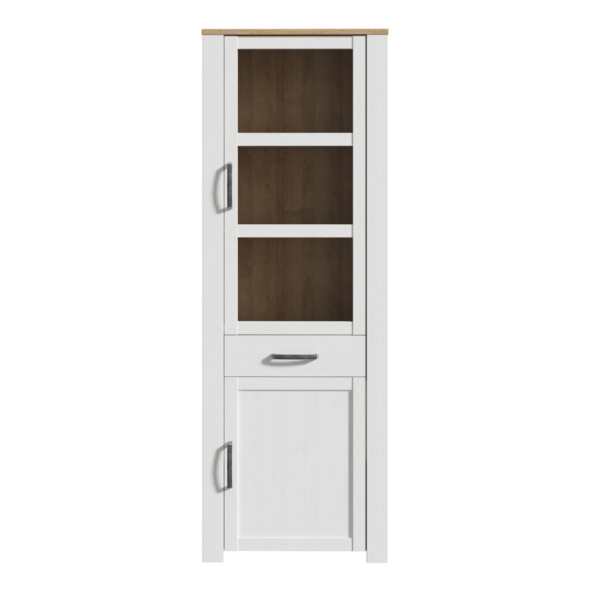 Narrow white deals cabinet with doors